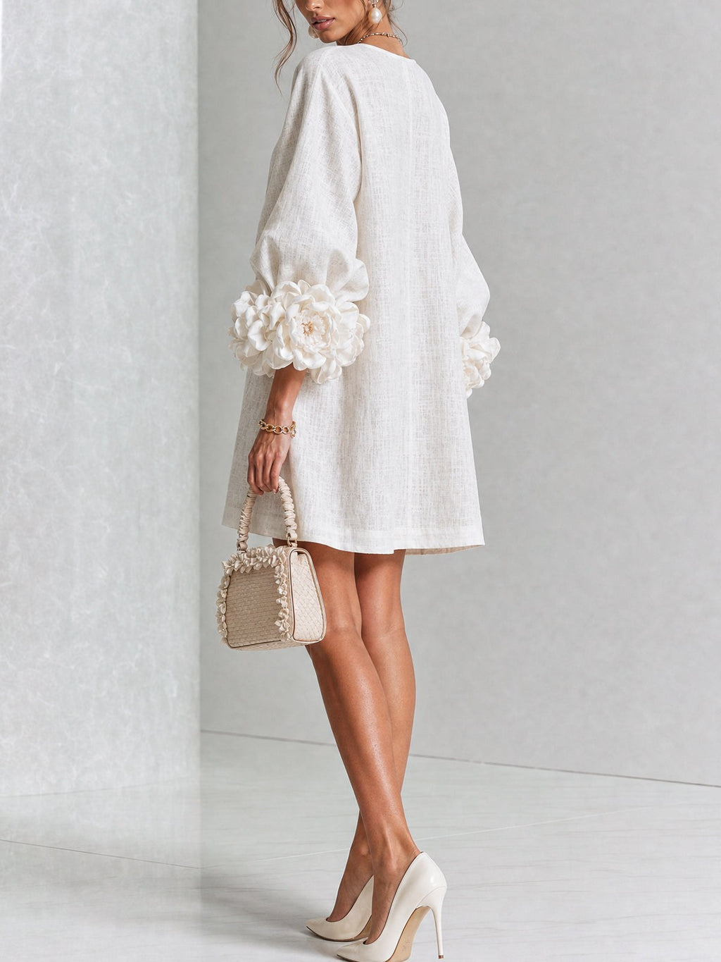 Heloise — Linen Shift Dress for Women with Puff Sleeves (3)