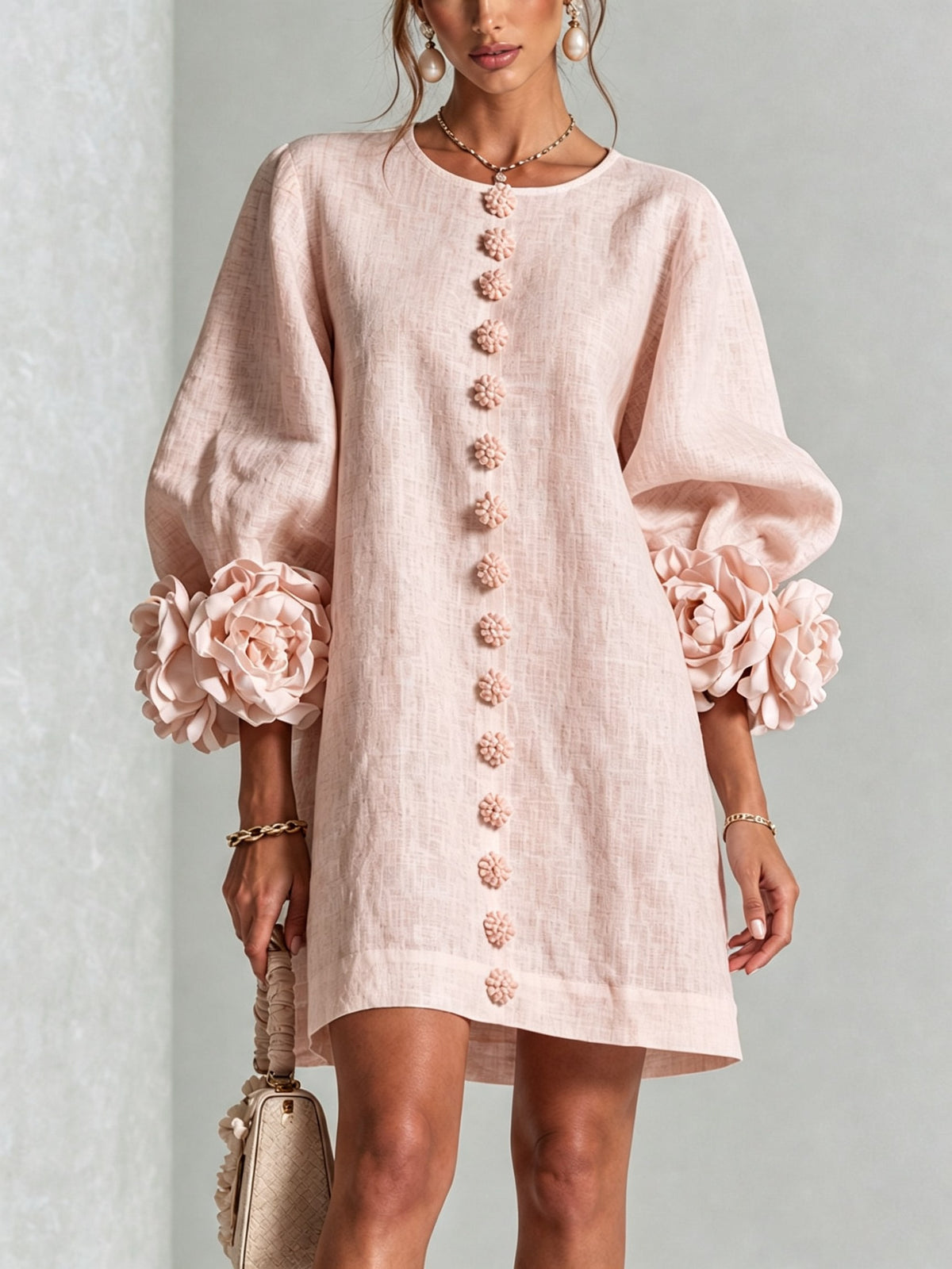 Heloise — Linen Shift Dress for Women with Puff Sleeves (8)