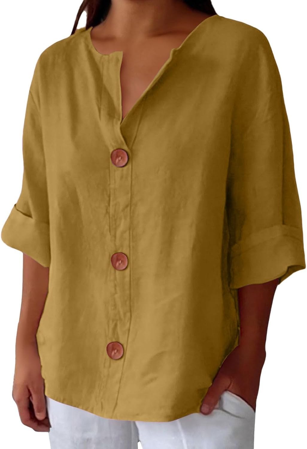 Henriette — V Neck Button Shirt for Women with Half Sleeves (7)