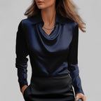 Honorine — Satin Blouse for Women with Cowl Neck (3)