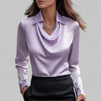 Honorine — Satin Blouse for Women with Cowl Neck (4)