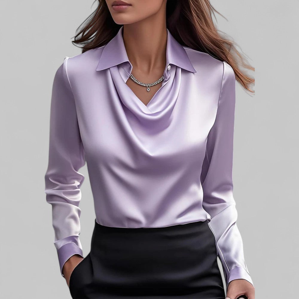 Honorine — Satin Blouse for Women with Cowl Neck (4)