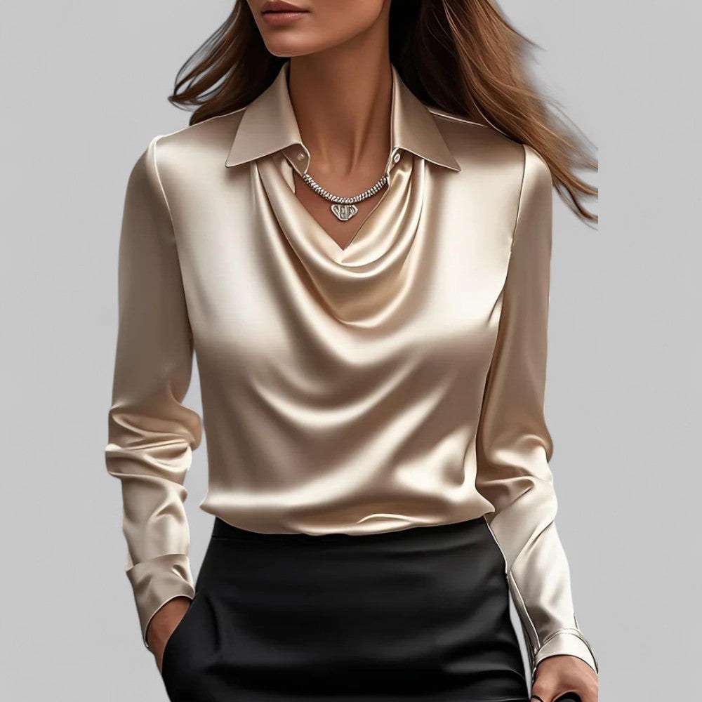 Honorine — Satin Blouse for Women with Cowl Neck (6)