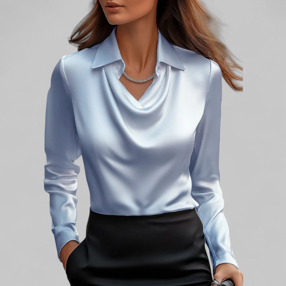 Honorine — Satin Blouse for Women with Cowl Neck (7)