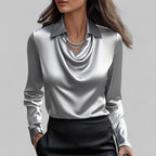 Honorine — Satin Blouse for Women with Cowl Neck (8)