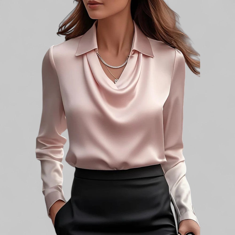 Honorine — Satin Blouse for Women with Cowl Neck (9)