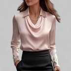 Honorine — Satin Blouse for Women with Cowl Neck (9)