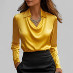 Honorine — Satin Blouse for Women with Cowl Neck (10)