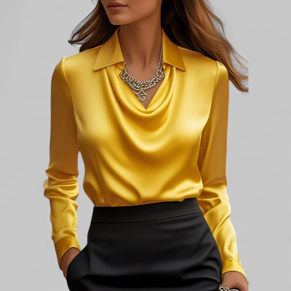 Honorine — Satin Blouse for Women with Cowl Neck (10)