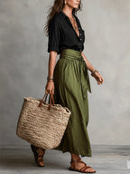 Hortense — Satin Midi Skirt Set for Women with T Shirt (2)