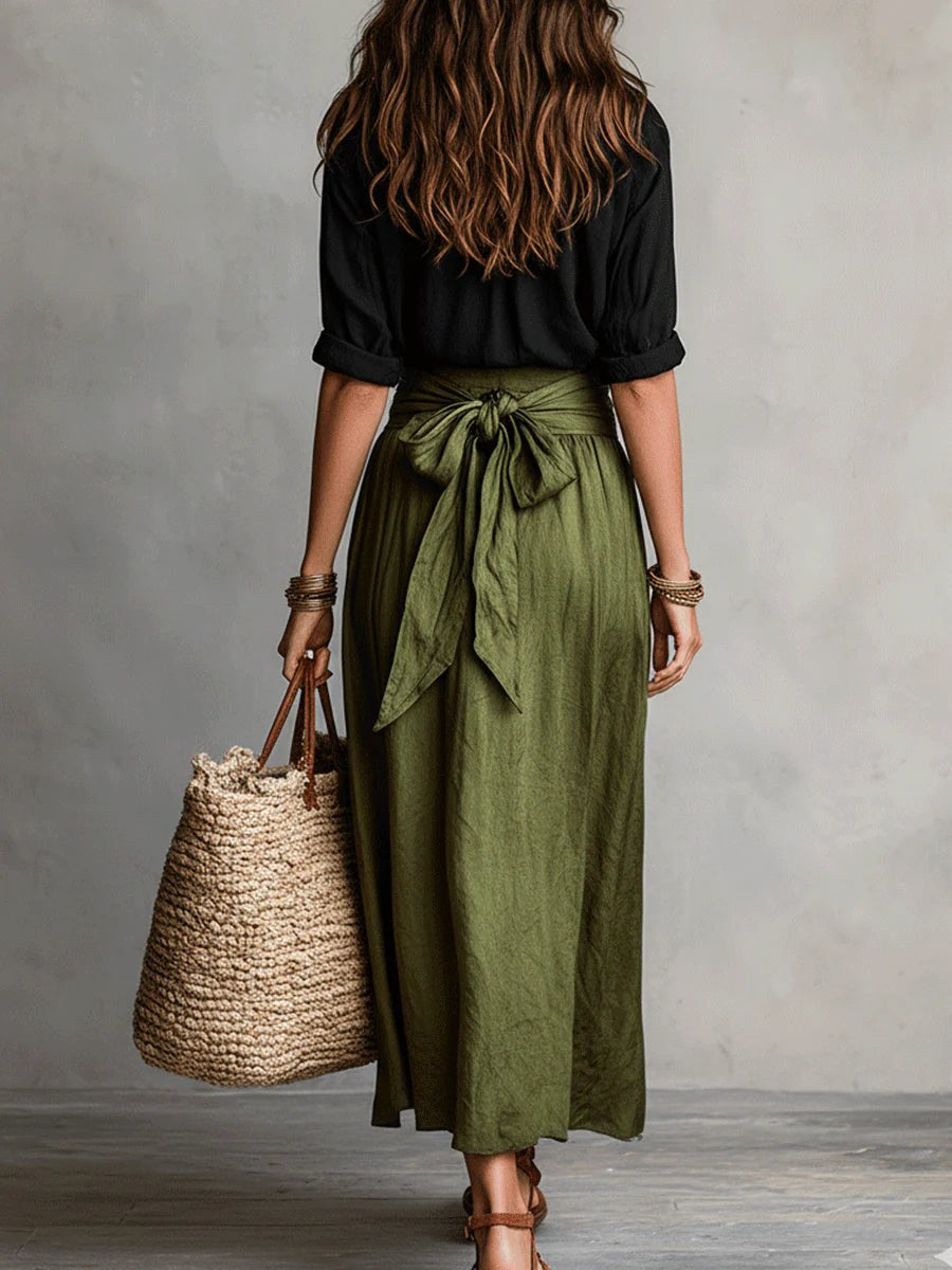 Hortense — Satin Midi Skirt Set for Women with T Shirt (3)