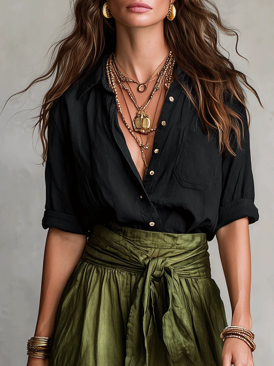 Hortense — Satin Midi Skirt Set for Women with T Shirt (4)