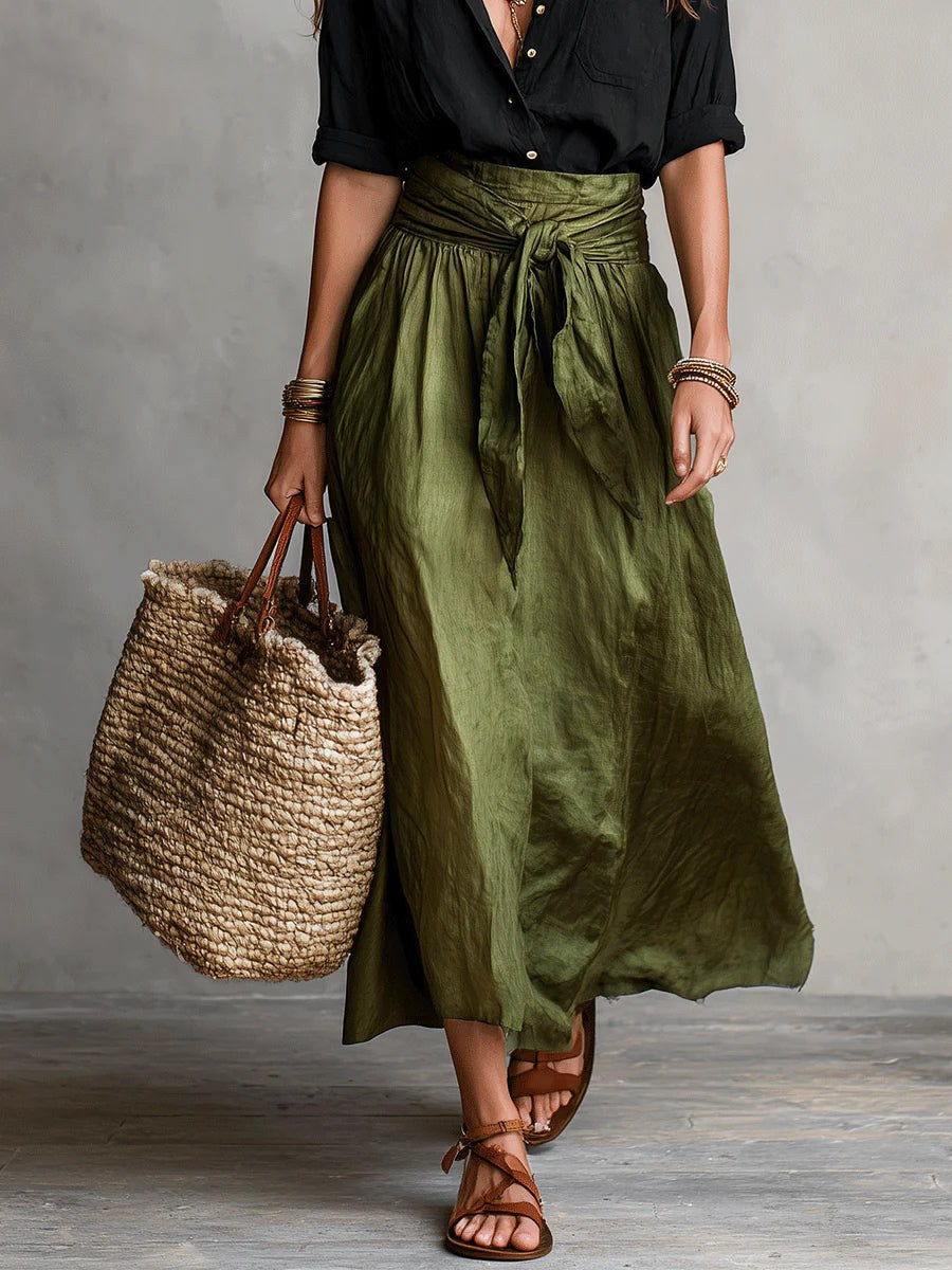 Hortense — Satin Midi Skirt Set for Women with T Shirt (5)