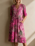 Ines — Printed Summer Dress for Women with V Neck (3)