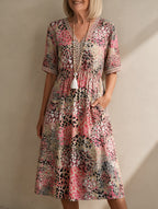 Ines — Printed Summer Dress for Women with V Neck (5)