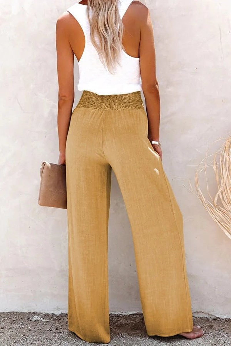 Irene — Linen Wide Leg Pants for Women with Button Front (2)