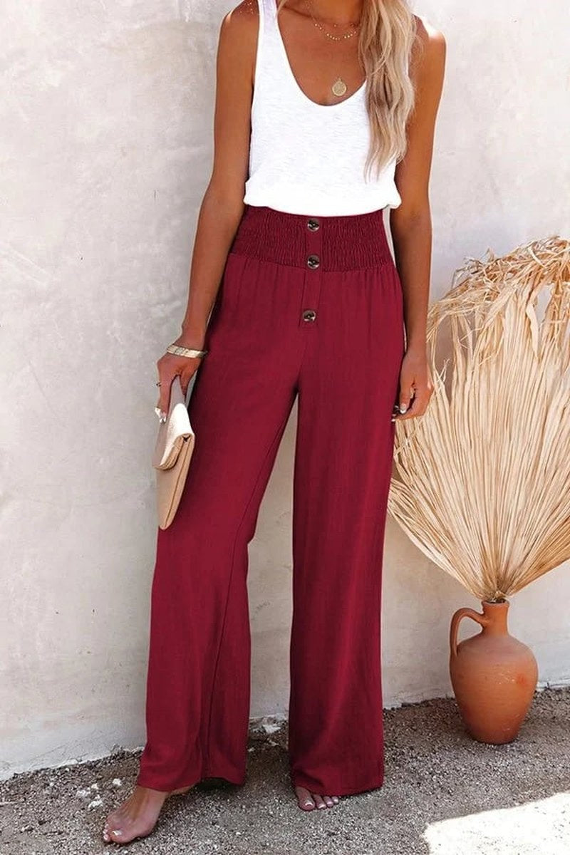 Irene — Linen Wide Leg Pants for Women with Button Front (6)