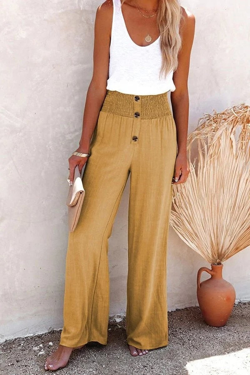 Irene — Linen Wide Leg Pants for Women with Button Front (10)