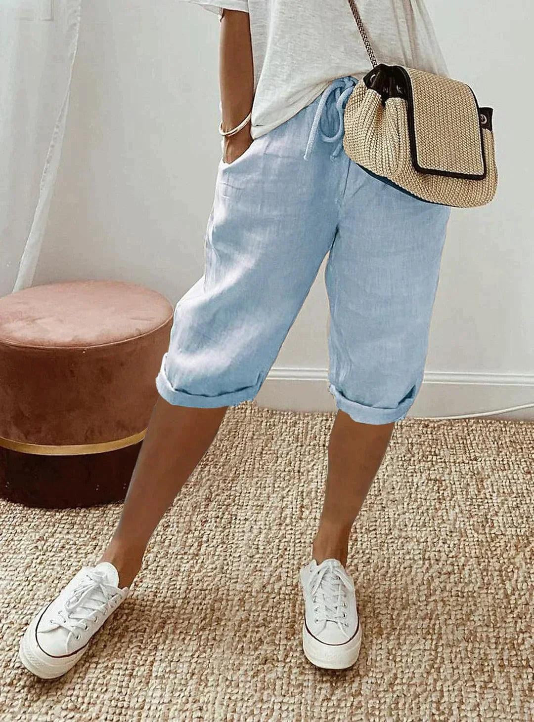 Iris — Linen Capri Pants for Women with Drawstring (2)