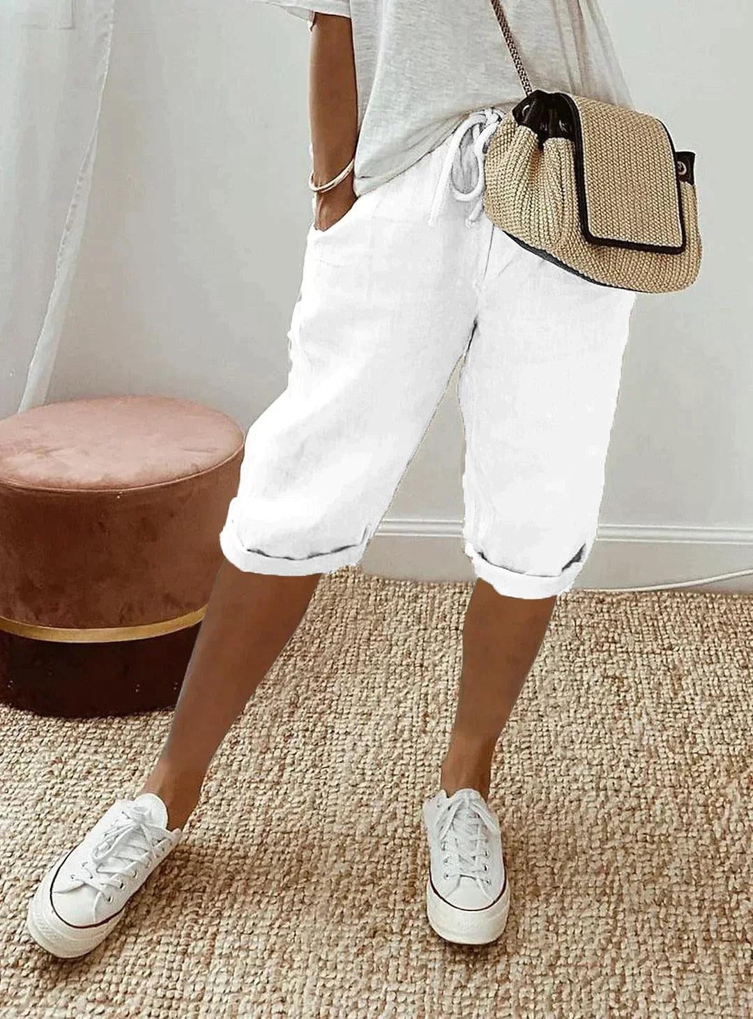 Iris — Linen Capri Pants for Women with Drawstring (3)