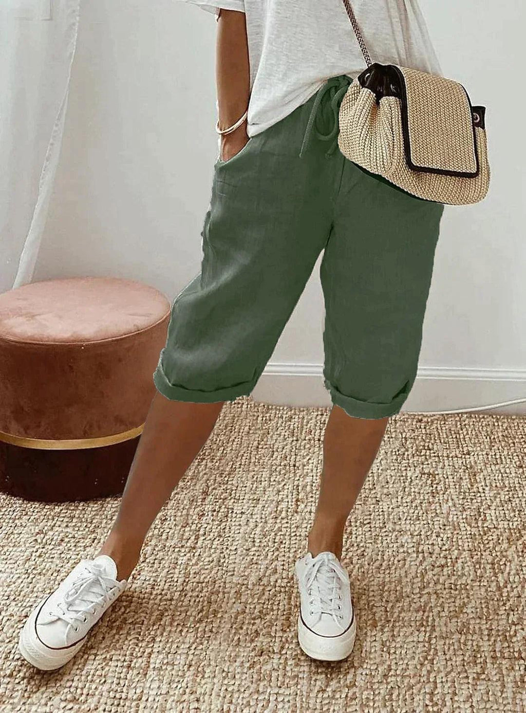 Iris — Linen Capri Pants for Women with Drawstring (4)
