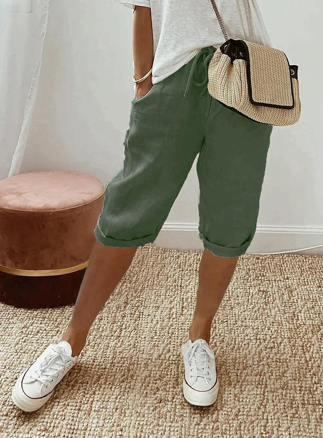 Iris — Linen Capri Pants for Women with Drawstring (4)