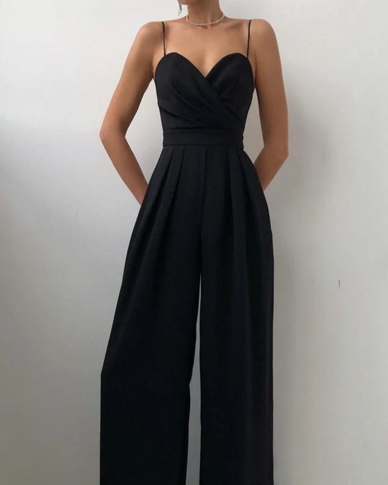 Jeanne — Wrap Jumpsuit for Women with Wide Legs
