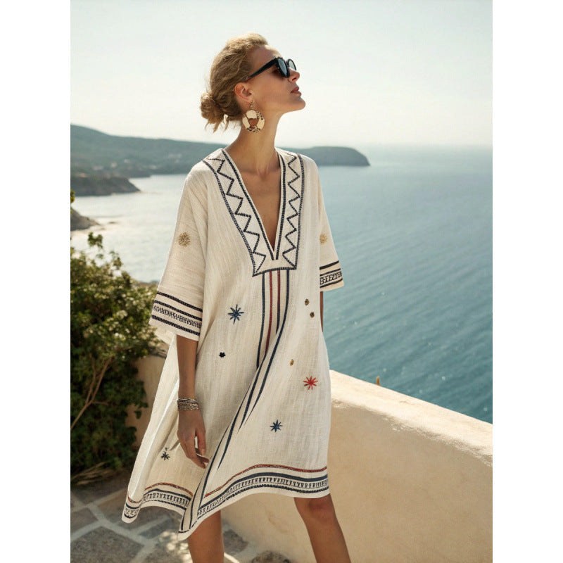 Josephine — Embroidered Kaftan Dress for Women with V Neck (2)