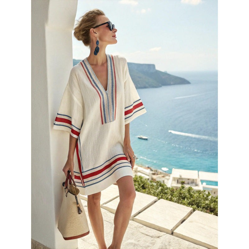 Josephine — Embroidered Kaftan Dress for Women with V Neck (3)