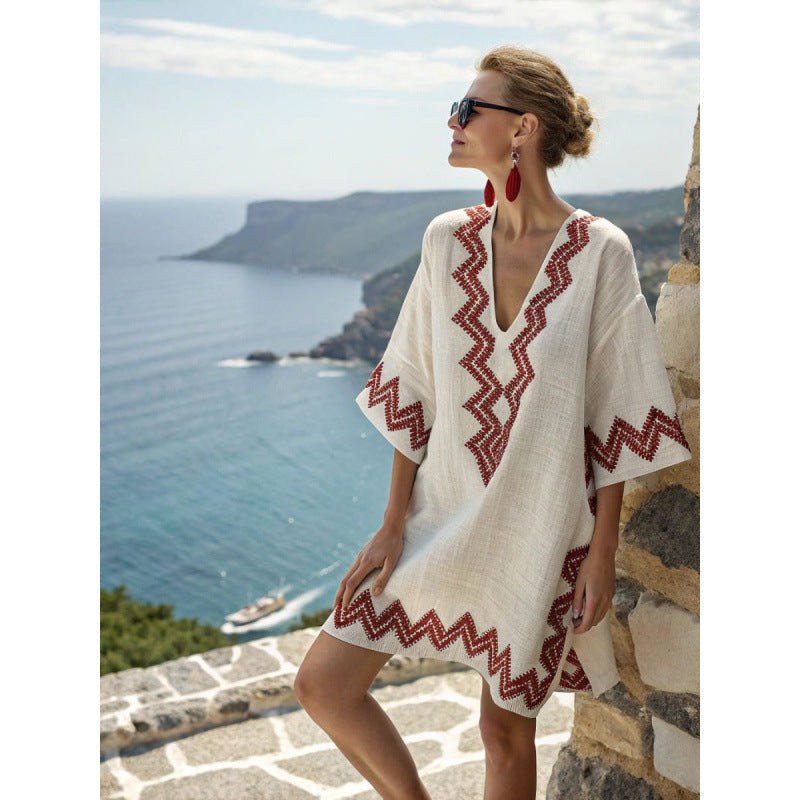 Josephine — Embroidered Kaftan Dress for Women with V Neck (4)
