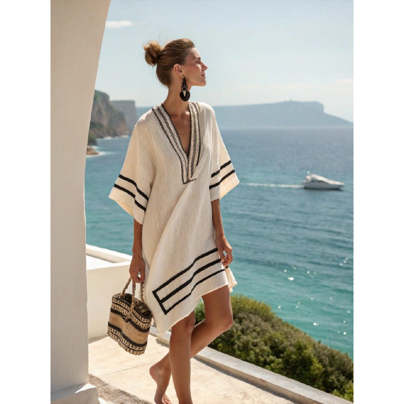 Josephine — Embroidered Kaftan Dress for Women with V Neck (6)