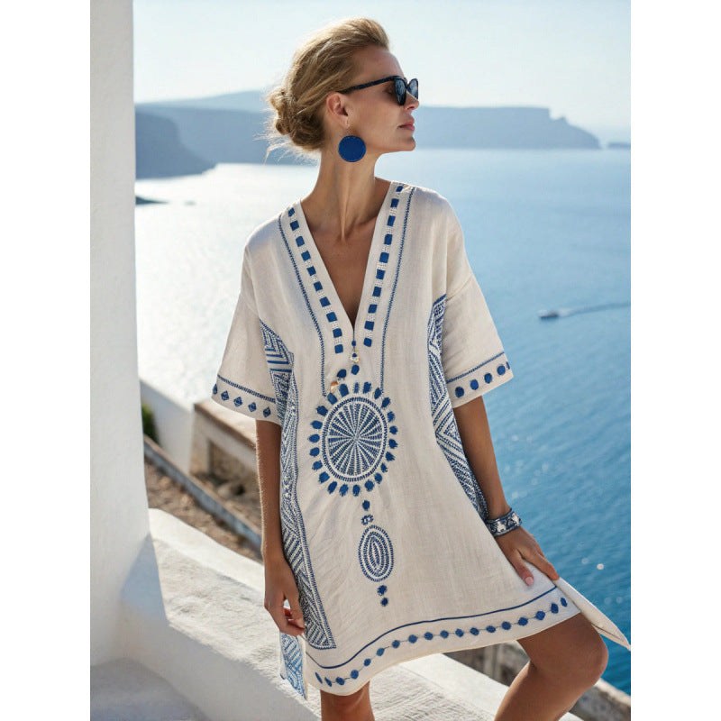 Josephine — Embroidered Kaftan Dress for Women with V Neck (7)