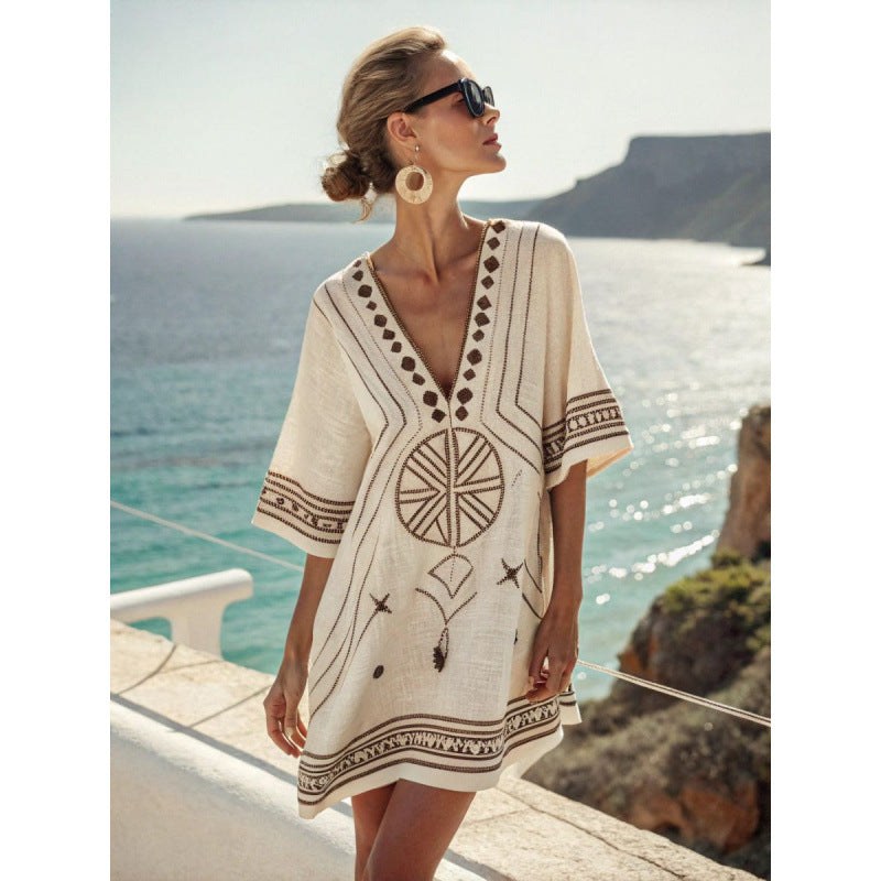 Josephine — Embroidered Kaftan Dress for Women with V Neck (9)