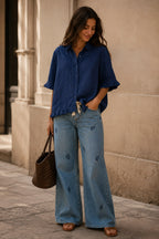 Leonie — Relaxed Button Up Shirt for Women with Ruffle Hem
