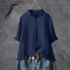 Leonie — Relaxed Button Up Shirt for Women with Ruffle Hem (2)