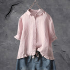 Leonie — Relaxed Button Up Shirt for Women with Ruffle Hem (4)