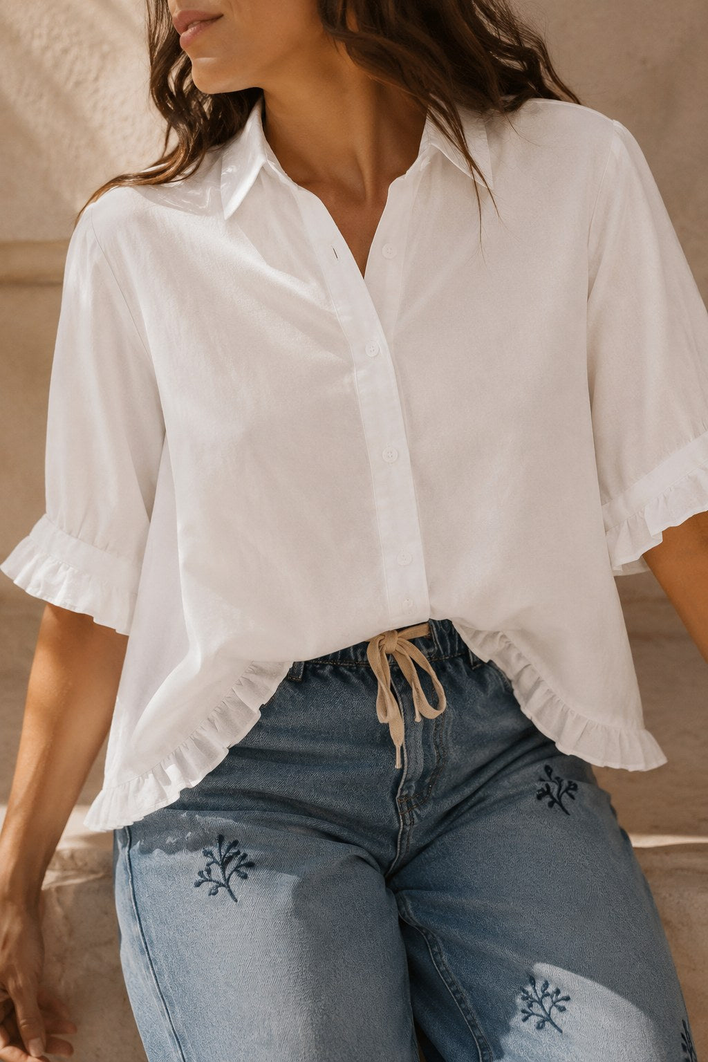 Leonie — Relaxed Button Up Shirt for Women with Ruffle Hem (6)