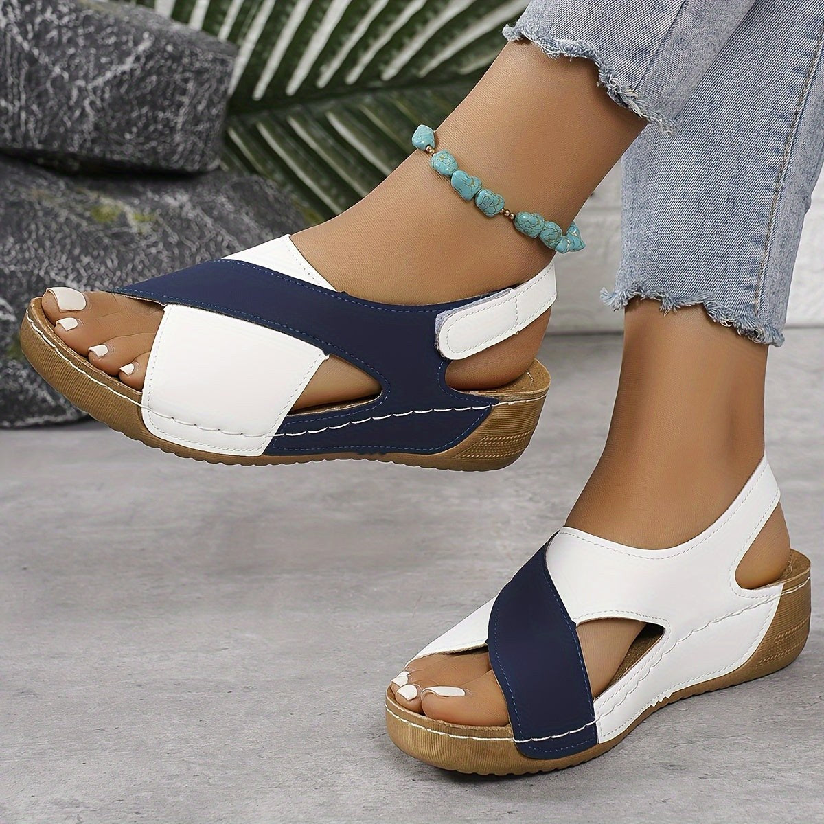 Lise — Cross Strap Wedge Sandals for Women