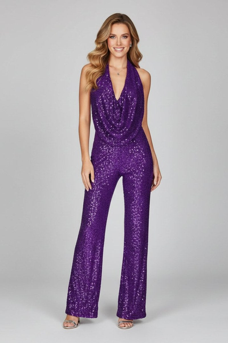 Louise — Sequin Halter Jumpsuit for Women with Wide Legs (4)