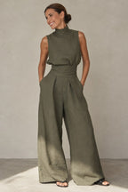 Madeleine — Sleeveless Matching Set for Women with Wide Leg Trousers