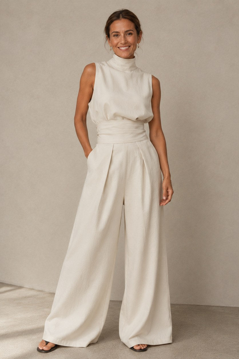Madeleine — Sleeveless Matching Set for Women with Wide Leg Trousers (2)