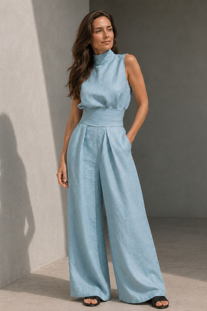 Madeleine — Sleeveless Matching Set for Women with Wide Leg Trousers (3)