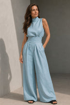 Madeleine — Sleeveless Matching Set for Women with Wide Leg Trousers (3)