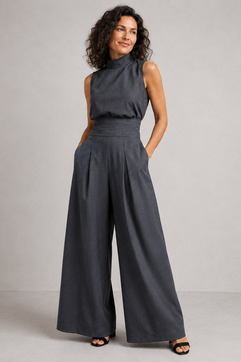 Madeleine — Sleeveless Matching Set for Women with Wide Leg Trousers (5)