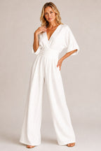 Manon — V Neck Wide Leg Jumpsuit for Women with Pleated Waist (4)