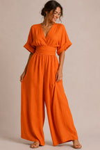 Manon — V Neck Wide Leg Jumpsuit for Women with Pleated Waist (7)