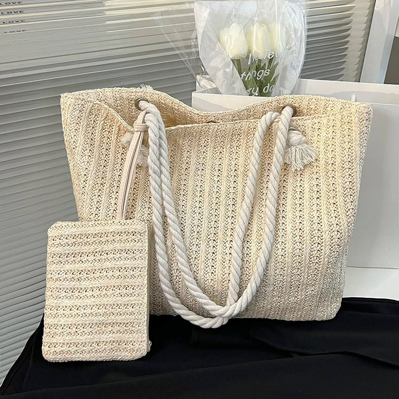 Marcelline — Straw Beach Bag for Women with Rope Handles