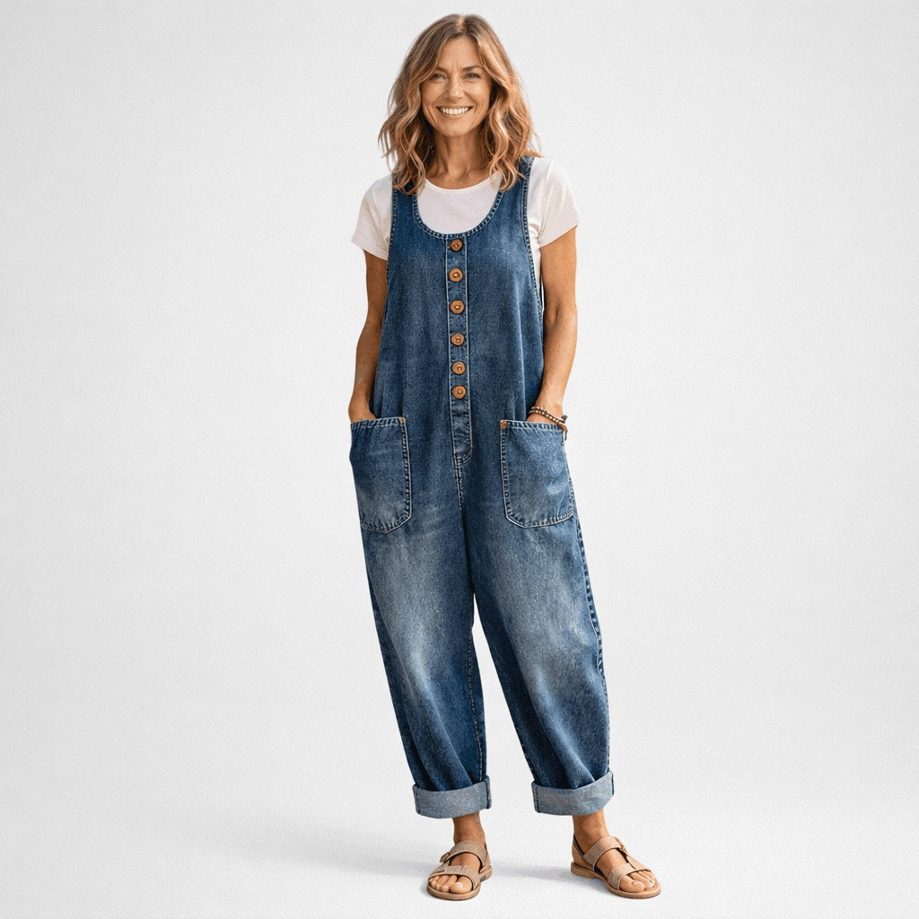 Mathilde — Relaxed Denim Jumpsuit for Women with Front Pockets
