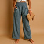 Monique — Wide Leg Summer Pants for Women with Smocked Waist (3)
