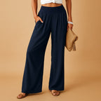 Monique — Wide Leg Summer Pants for Women with Smocked Waist (4)